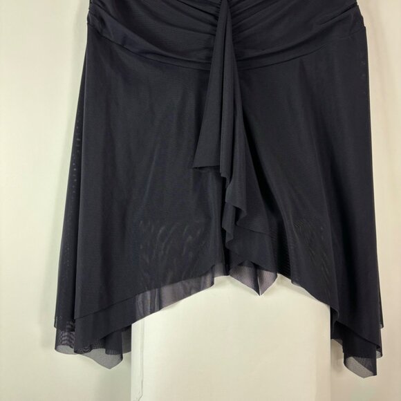 Profile skirt M black mini asymmetrical hem Mesh open front ballet whimsygoth - Picture 2 of 14